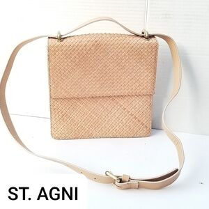 St. Agni  Sold out Fleur Tan Woven Leather Small Mini  Bag